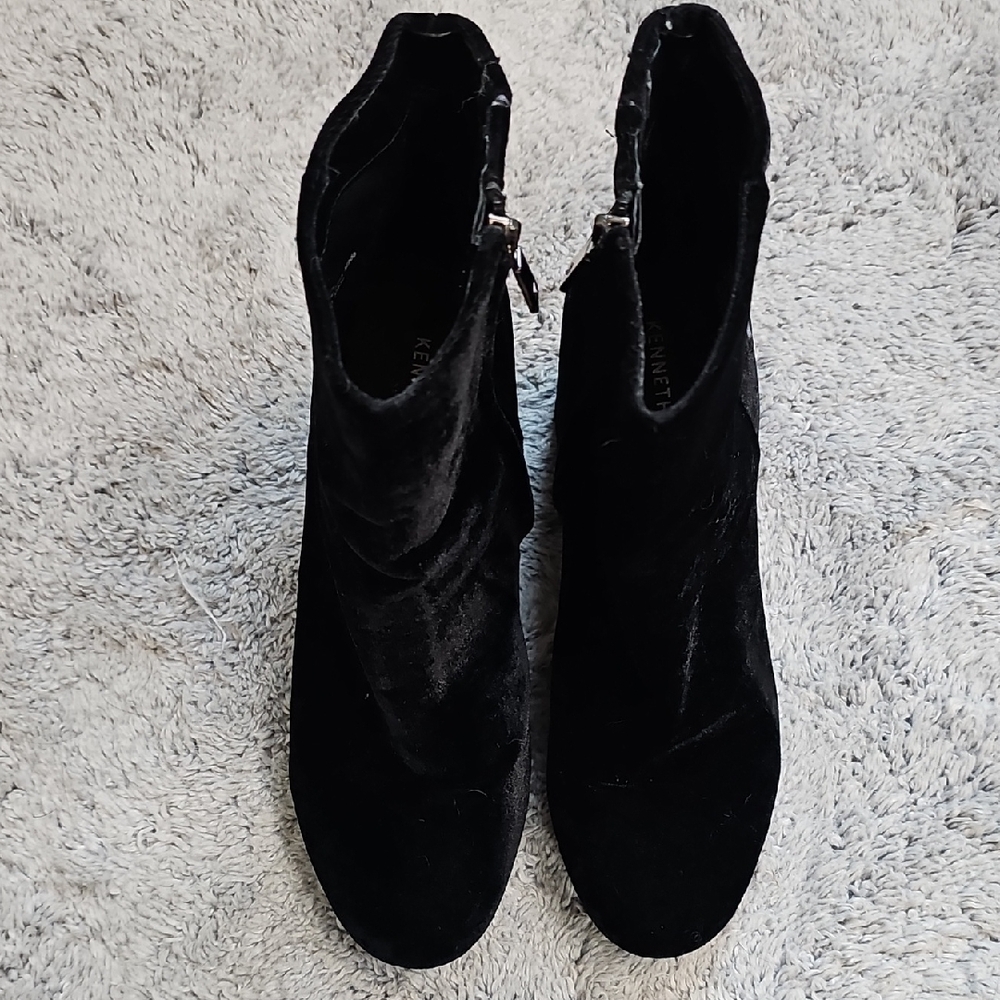 Kenneth Cole Black Velvet Ankle Booties